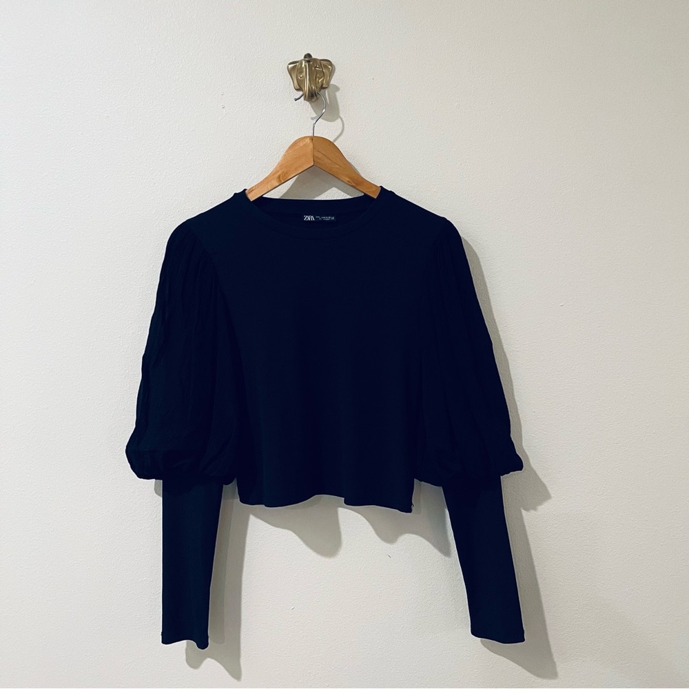 Zara Elegant Black Puff Sleeve Blouse